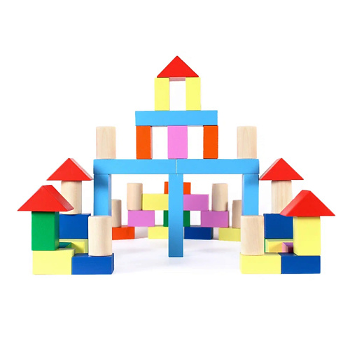 кубики треугольники строительный набор pelsi Конструктор PELSI Строительный набор Радужный для детей