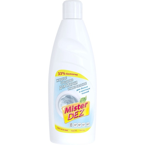 MISTER DEZ Eco-Cleaning  Жидкое средство для стирки универсальное для белых и цветных тканей 1000 mister dez eco cleaning антинакипин профилактика 1000