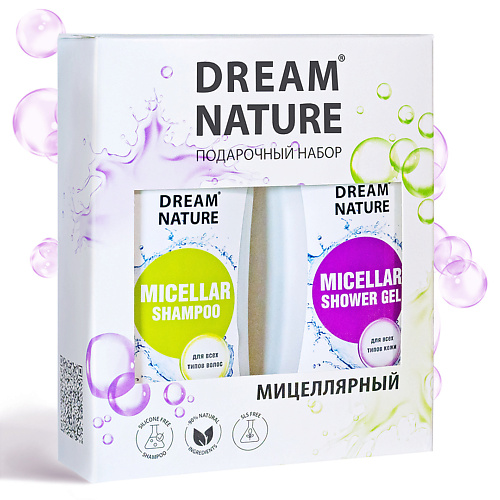 Набор средств для ванной и душа DREAM NATURE Подарочный набор для женщин 2в1 Мицеллярный: гель и шампунь