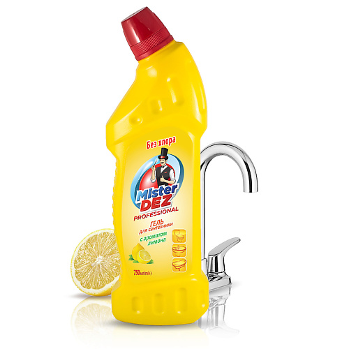 Чистящее средство для туалета MISTER DEZ Средство чистящее для сантехники, без хлора, с ароматом лимона / против ржавчины