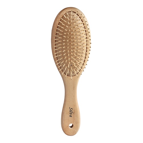 SILVA Щетка для волос на подушке деревянная с пластиковыми зубьями bradex деревянная массажная расческа для волос кот русалка