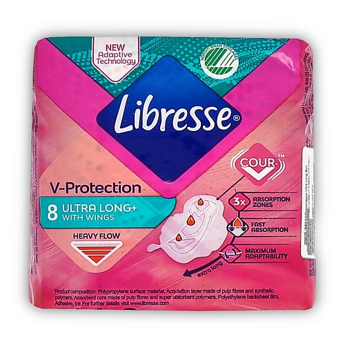 LIBRESSE Прокладки V-Protection Ultra Long 8.0 гигиенические прокладки libresse ultra pure sensitive супер 7 шт