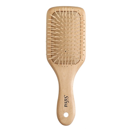 SILVA Щетка для волос на подушке деревянная квадратная с пластиковыми зубьями решетка для дерева квадратная