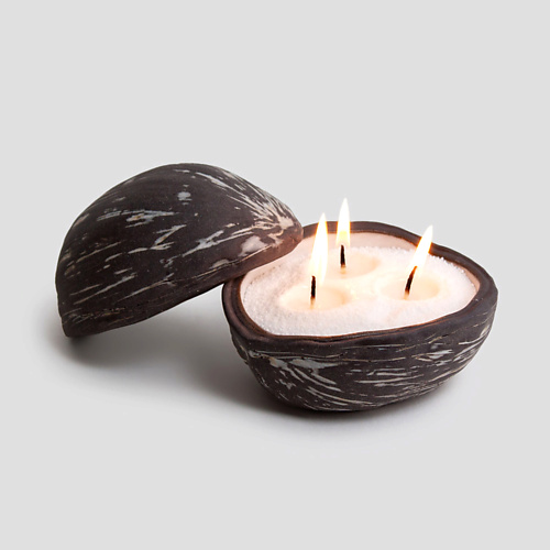LA PALME ARTISAN CERAMICA Свеча авторская в кокосе из керамики 1.0 свеча в кокосе ароматическая сандал в коробке