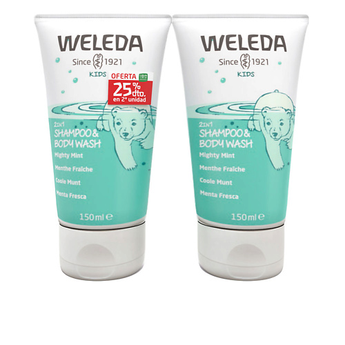 WELEDA Детское очищающее средство 2-в-1 для чувствительной кожи и волос Fresh Mint 300