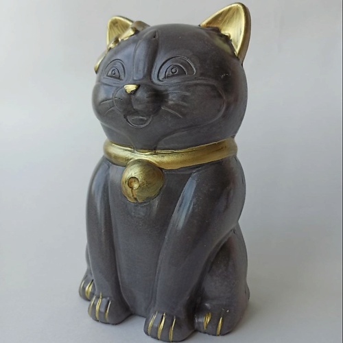 копилка кошка геометрическая черная золото 19см Статуэтка KOLESIK Копилка кошка