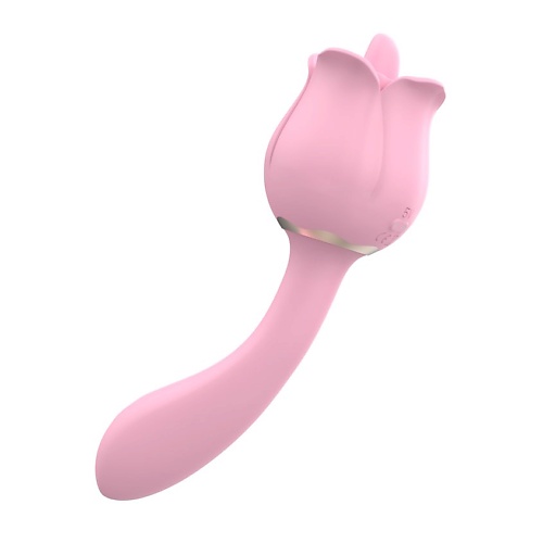Секс-игрушки AIBU Вибратор 2-в-1: классическая вибрация и имитация оральных ласк, роза со стебельком