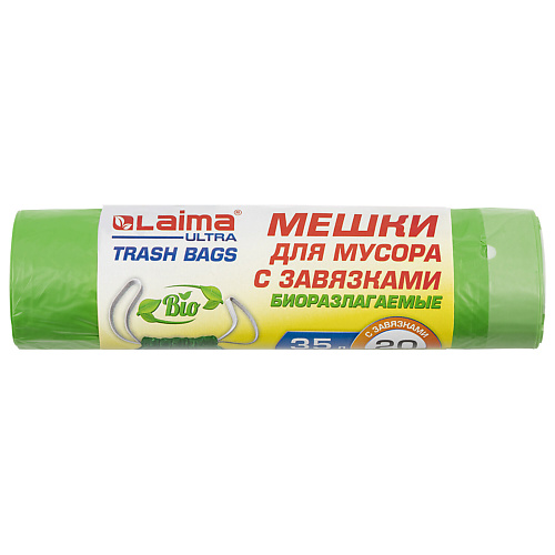 Мешок для мусора LAIMA Мешки для мусора биоразлагаемые с завязками ULTRA