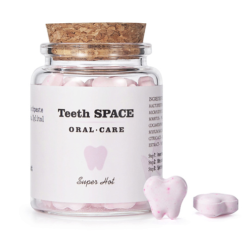 TEETHSPACE Зубная паста отбеливающая в таблетках Персик Мята Натуральная 100
