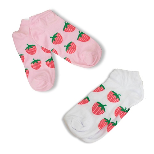 цена Носки ILIKEGIFT Носки женские короткие Strawberry Pink and White 2 пары