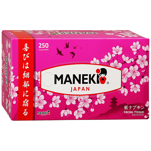 MANEKI Салфетки бумажные Sakura с ароматом сакуры 250 maneki палочки ватные sakura с бумажным стиком 200