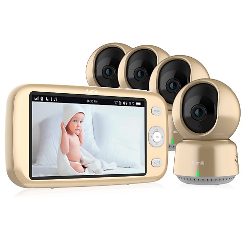 RAMILI Видеоняня Ramili Baby RV1600X4 (4 камеры в комплекте) веб камера logitech c922 pro stream full hd 1080p 30fps 720p 60fps автофокус угол обзора 78° стереомикрофон лицензия xsplit на 3мес кабель 1 5м
