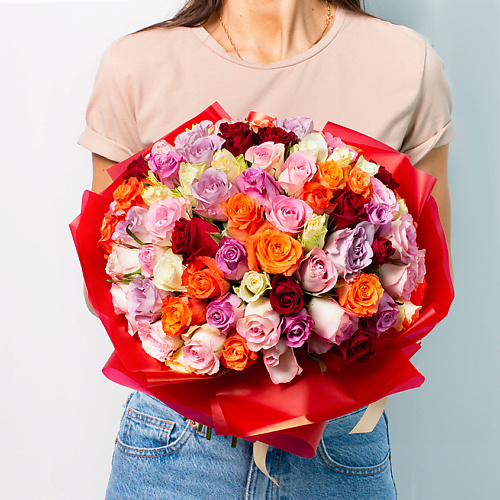 ЛЭТУАЛЬ FLOWERS Букет из разноцветных роз Кения 151 шт. (35 см)