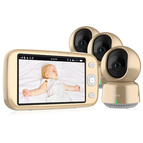 RAMILI Видеоняня RV1600X3 (3 камеры в комплекте) веб камера logitech c922 pro stream full hd 1080p 30fps 720p 60fps автофокус угол обзора 78° стереомикрофон лицензия xsplit на 3мес кабель 1 5м