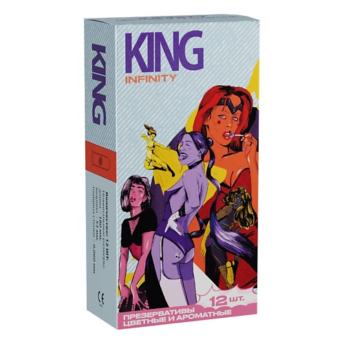 KING Презервативы цветные ароматизированные INFINITY 12 vizit презервативы ные ароматизированные 12
