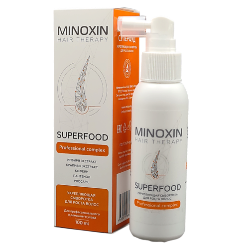 МИНОКСИН Superfood Укрепляющая сыворотка для роста волос 100 спрей усилитель роста волос для женщин 2%