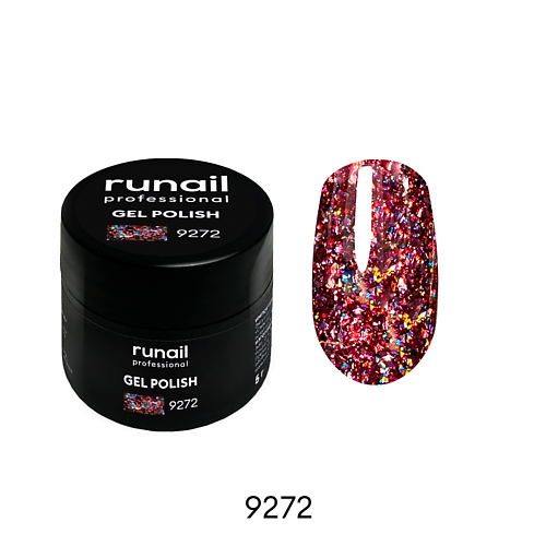 RUNAIL PROFESSIONAL Гель-лак с блестками runail professional кисть для бровей oval flat browid