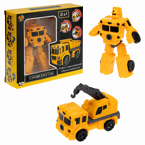развивающая игрушка 1TOY Робот-трансформер Тракбот Автокран цена и фото