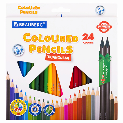 BRAUBERG Карандаши цветные PREMIUM диплом выпускника начальной школы конгрев карандаши 44 5 х 16 5