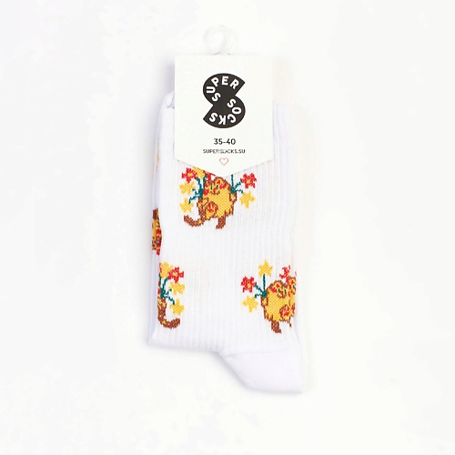 носки с принтом super socks муха Носки SUPER SOCKS Носки Котик с цветами