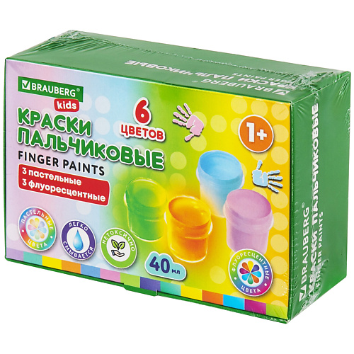 BRAUBERG Краски пальчиковые для малышей KIDS первый счёт для малышей
