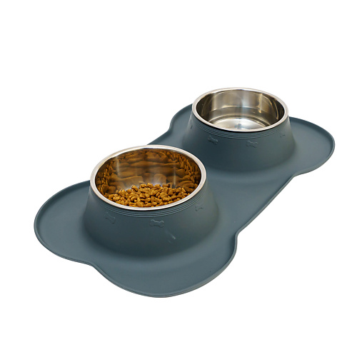 ZOO ONE Миска для животных двойная (2 чаши) с силиконовым основанием, размер L MPL096804