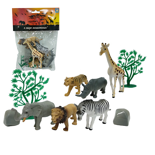 Игровой набор 1TOY Игровой набор В мире Животных Дикие животные игрушки пластизоль играем вместе дикие животные 12 шт