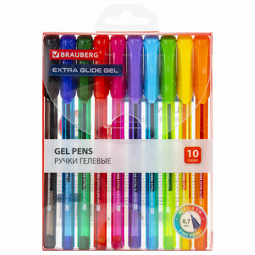 BRAUBERG Ручки гелевые Extra Glide Gel 10 ручки шариковые масляные 08цв extra glide 1 0мм линия 0 5мм brauberg