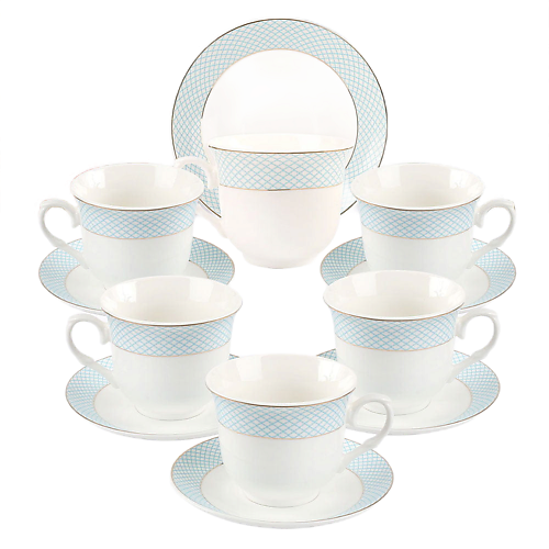 ARYA HOME COLLECTION Чайный Набор Exclusive из Костяного фарфора Azure набор керамический чайный чай для двоих 3 предмета чайник 400 мл 2 чашки 200 мл