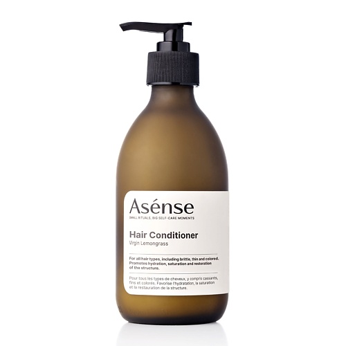 ASENSE Натуральный кондиционер парфюмированный для всех типов волос аромат лемонграсс 300 asense шампунь бессульфатный парфюмированный для всех типов волос аромат каннабиса 1000