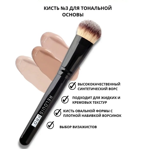 RELOUIS Кисть косметическая PRO для тональной основы Foundation Brush кисть для макияжа wet n wild foundation brush