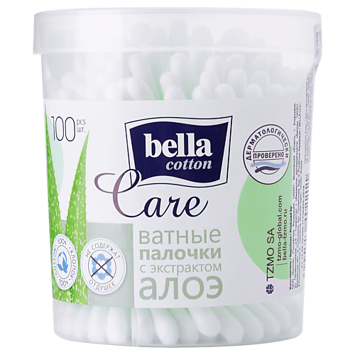 BELLA Ватные палочки cotton care алоэ 100.0 lp care диски ватные pure cotton с добавлением ионов серебра 120