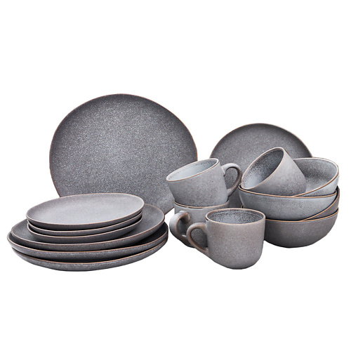 цена Набор посуды JEWEL Набор столовый Грей 16 предмета керамика