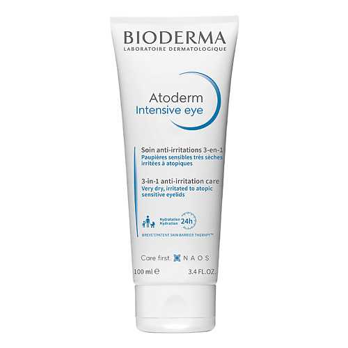 Крем для глаз BIODERMA Интенсивный уход 3-в-1 для очищения и питания чувствительной кожи век Atoderm мыло твердое bioderma питательное восстанавливающее мыло для очищения сухой поврежденной кожи atoderm