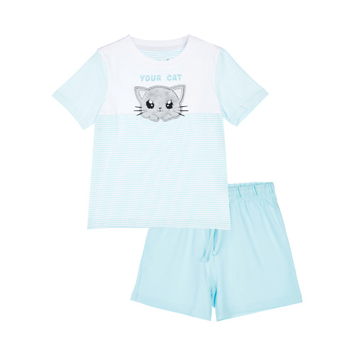 цена Пижама PLAYTODAY Комплект трикотажный для девочек: фуфайка (футболка), шорты