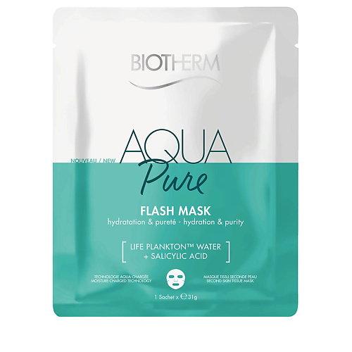 BIOTHERM Увлажняющая и очищающая тканевая маска Aqua Pure Flash с салициловой кислотой 31.0
