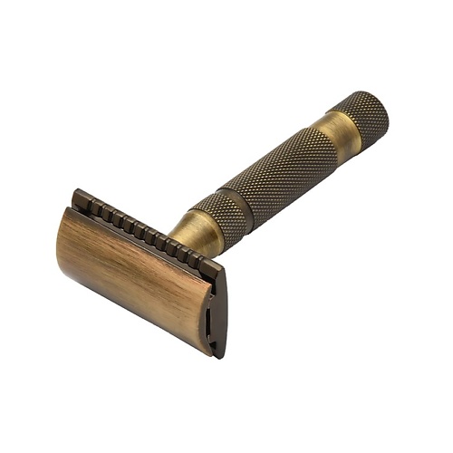цена Станок для бритья PEARL SHAVING Т образный станок с закрытым гребнем SSH-05 Antique brass (Close comb)