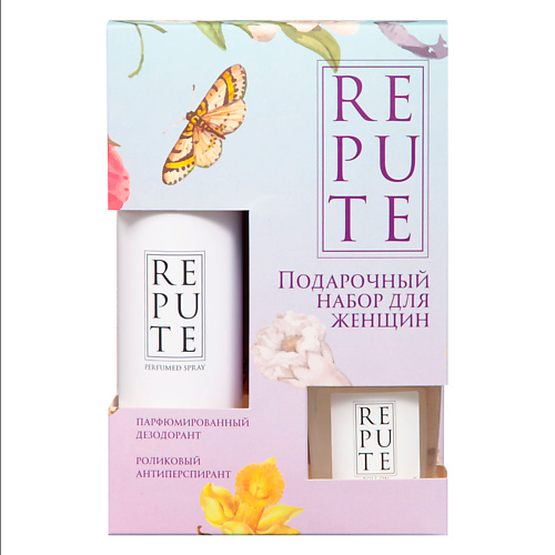 Набор дезодорантов REPUTE Набор подарочный Pure: Дезодорант спрей + Антиперспирант роликовый цена и фото