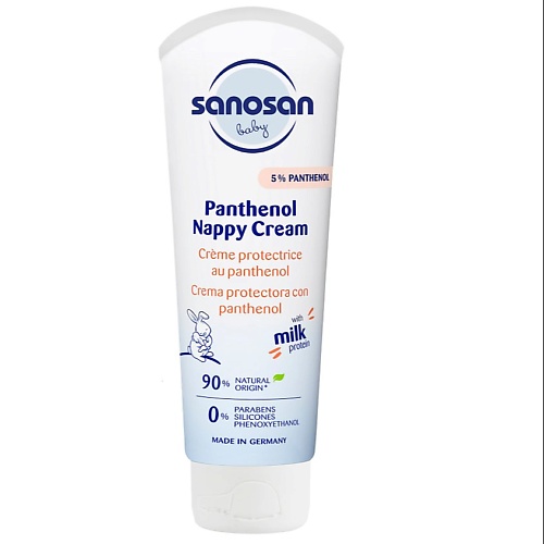Крем для тела SANOSAN Защитный крем с пантенолом уход за кожей для детей sanosan молочко для тела