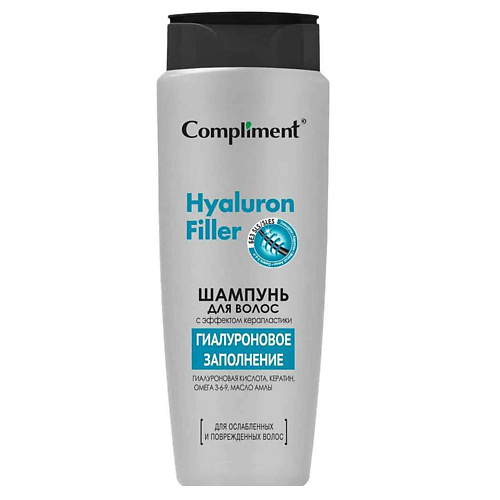 маска для волос compliment с эффектом керапластики hyaluron filler гиалуроновое заполнение 500 мл Шампунь для волос COMPLIMENT Шампунь для волос с эффектом керапластики Hyaluron Filler