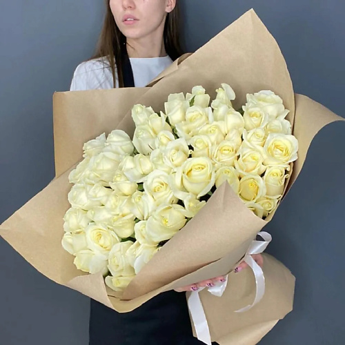 PINKBUKET Букет из 51 белой розы открытка мини с днём рождения букет пионы розы 7 5 х 7 5 см
