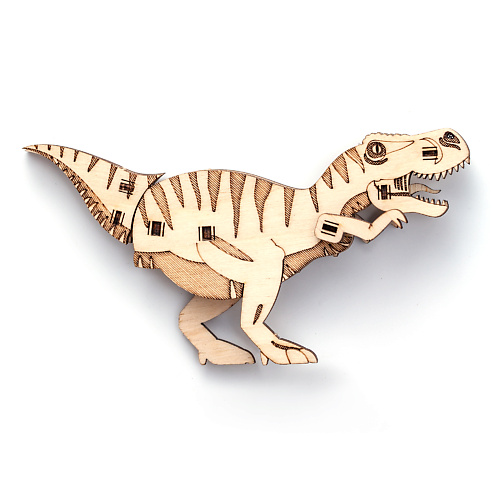 DROVO Деревянный конструктор  3D пазл Тираннозавр КЛЫК 1.0 тираннозавр идет в школу