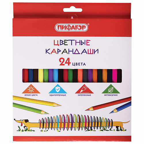Набор карандашей ПИФАГОР Карандаши цветные Веселая такса