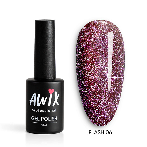 awix professional гель soft 004 15 г Гель-лак для ногтей AWIX Светоотражающий гель лак для ногтей с блестками Flash