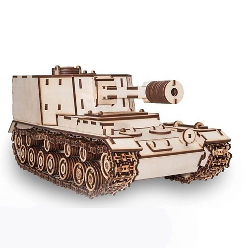 EWA ECO-WOOD-ART Деревянный конструктор 3D Танк САУ-212 1.0 наклейка на авто круг 9 мая танк 95 х 80 мм