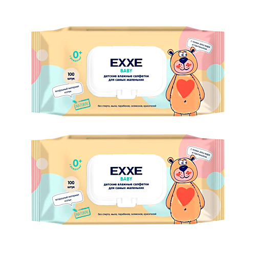 влажные салфетки exxe energy 100 шт Салфетки для тела EXXE Baby серия  Влажные салфетки для детей (Две упаковки)
