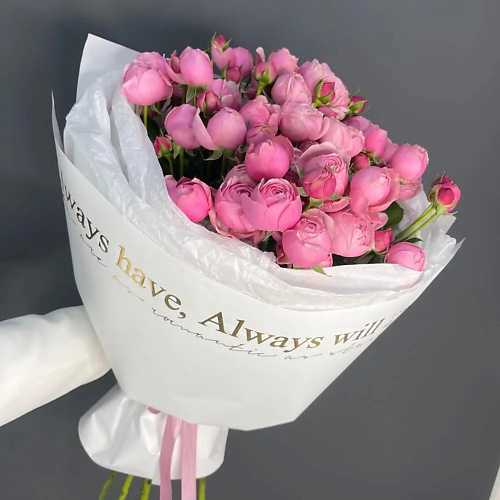 Букет живых цветов PINKBUKET Пионовидные кустовые розы Silva Pink