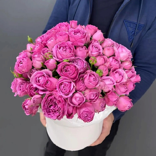 Букет живых цветов PINKBUKET Коробочка из пионовых роз Pink Bubbles