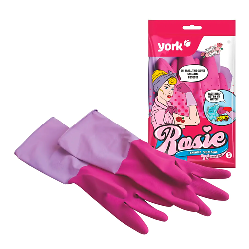 Перчатки для уборки YORK Перчатки резиновые ароматизированные РОЗА (S) перчатки резиновые york s 1 пара