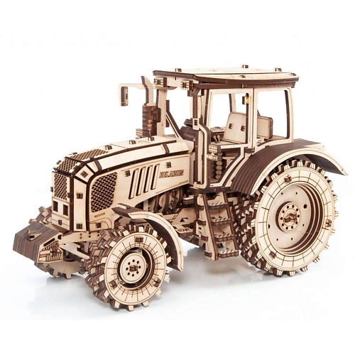 Конструктор EWA ECO-WOOD-ART Деревянный конструктор 3D Трактор БЕЛАРУС 2022 бизиборд деревянный бизидом развивающий ewa трактор